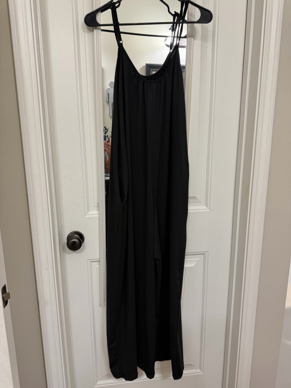 SHEIN Black Wide-Leg Jumpsuit with Spaghetti Straps